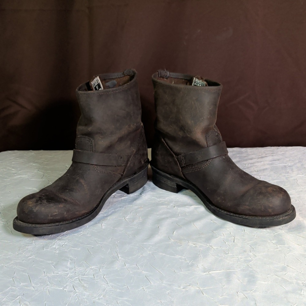 Vintage Frye Engineer Harness Boots Mens 10M Brown Leather Motorcycle Riding USA - Picture 4 of 13
